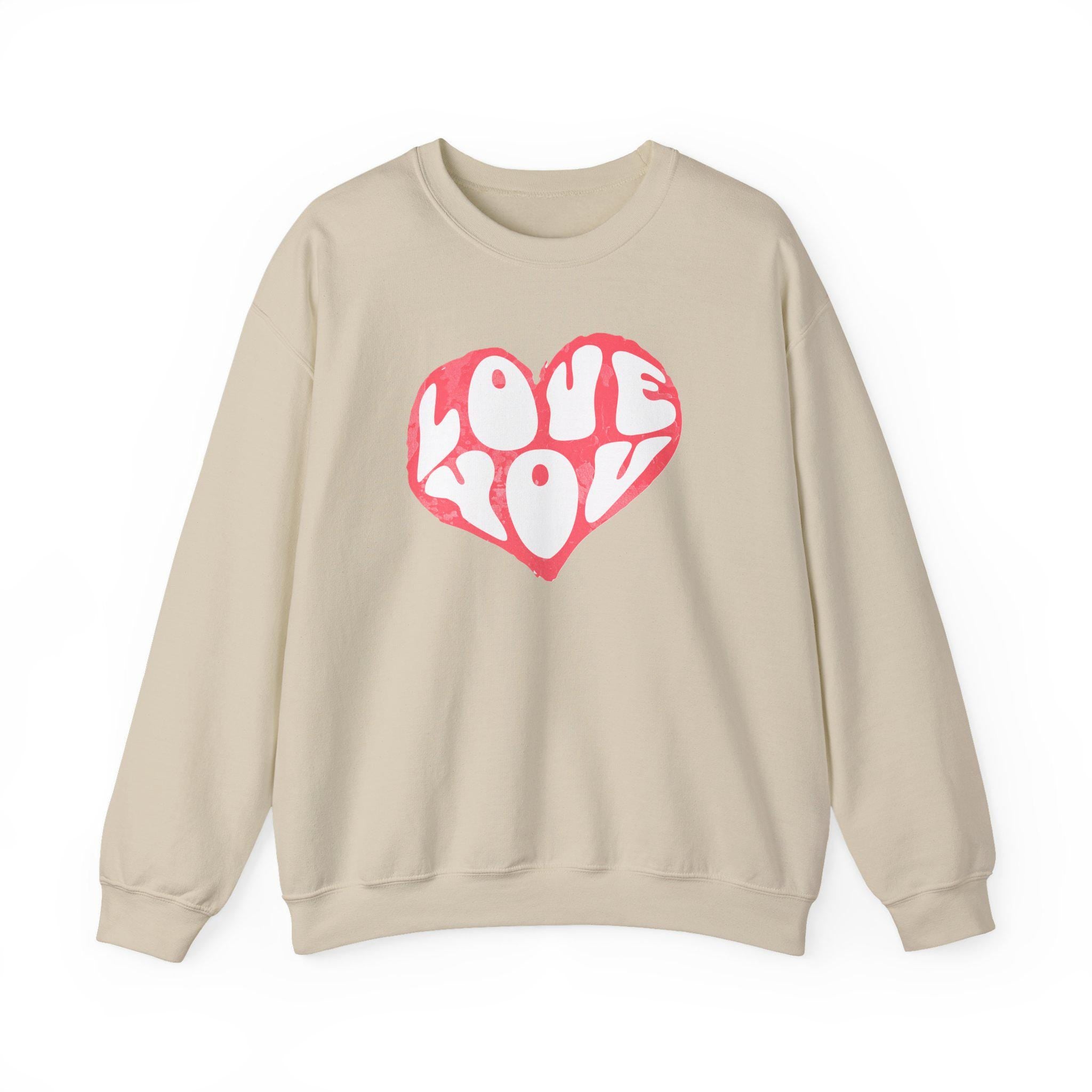 Love You Heart Valentines Day Sweatshirt | Valentine Heart Crewneck