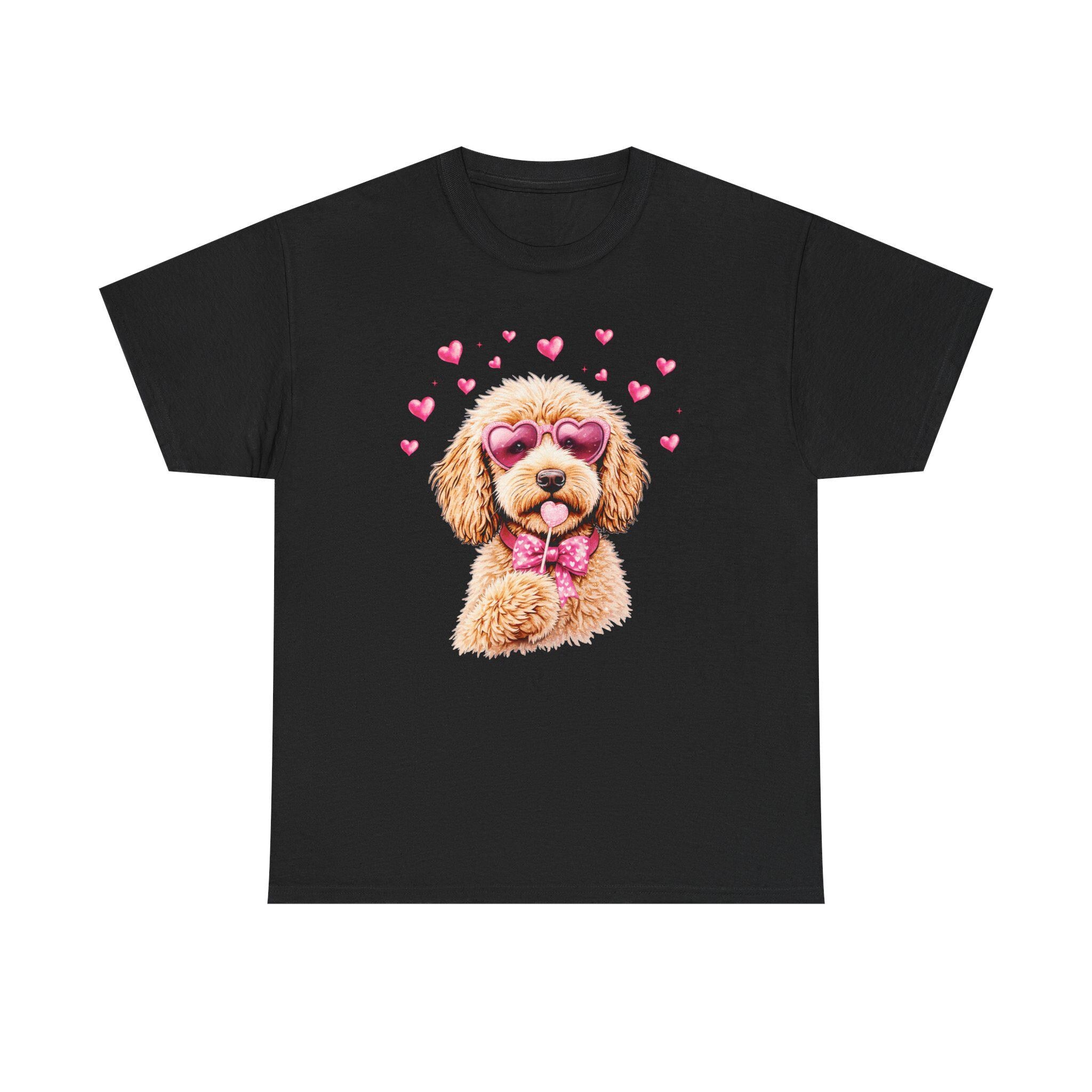 Poodle with Heart Sunglasses Tee | Dog Lover Shirt, Valentine Vibes