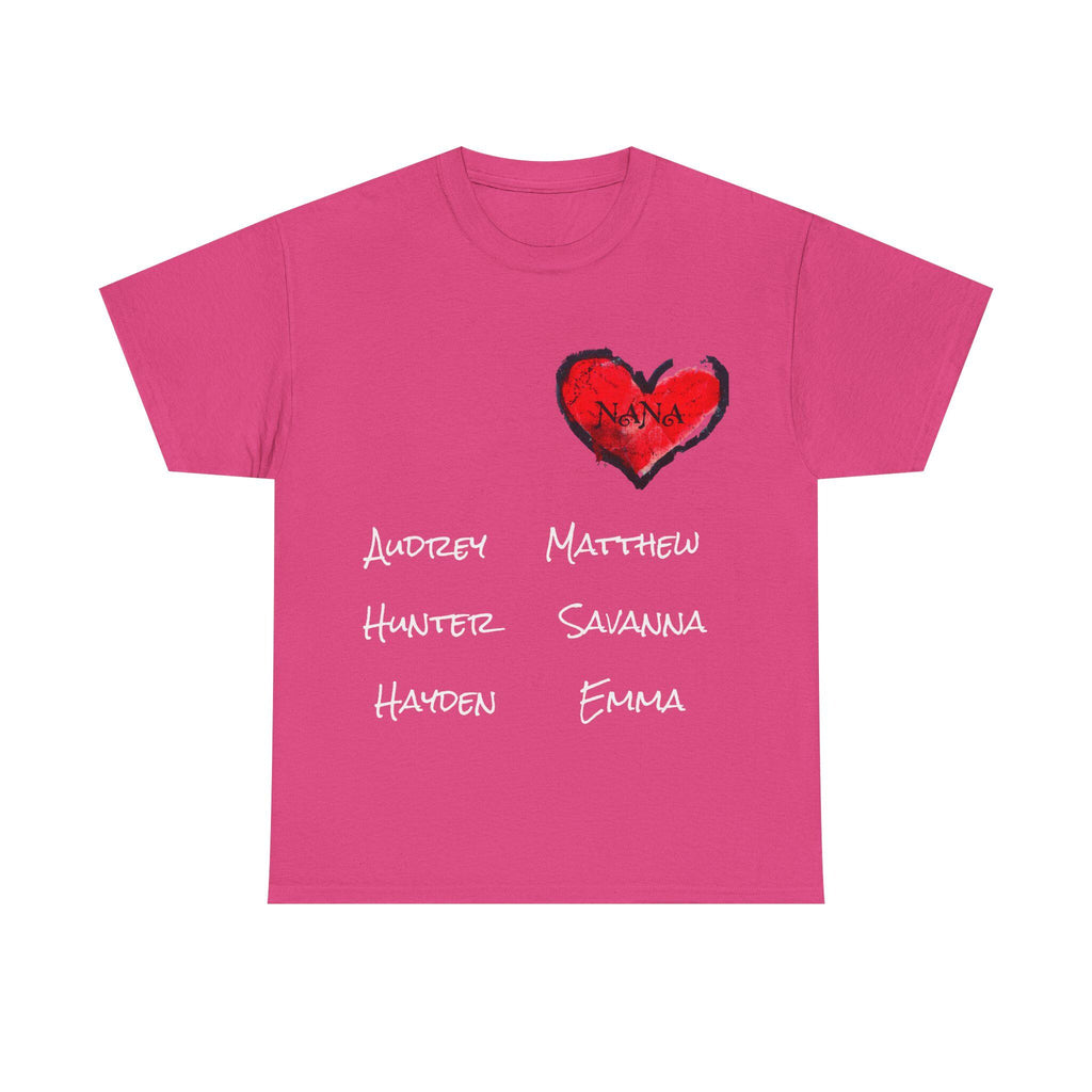 Personalized Nana Shirt, Red Heart Grandchildren Names Tee