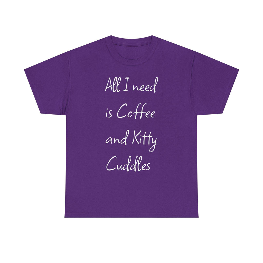 Coffee and Kitty Cuddles T-Shirt | Cat Lover Comfort Tee