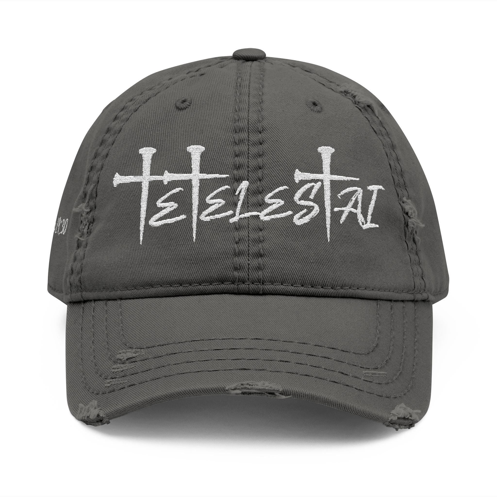 Embroidered Distressed Hat - Tetelestai Christian Headwear, Faithful Baseball Hat, Vintage Religious Accessories